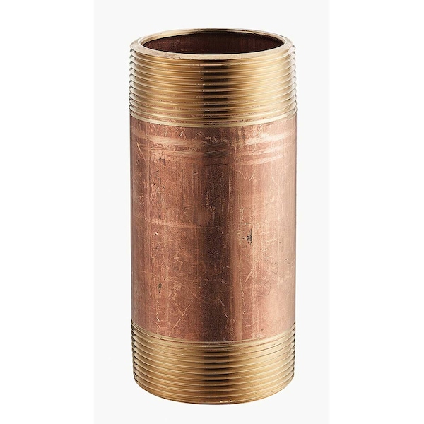 Merit Brass Co 1-1/2 x 4 Lead Free Seamless Red Brass Pipe Nipple, 140 PSI, Sch. 40, Import 2124-400 - main